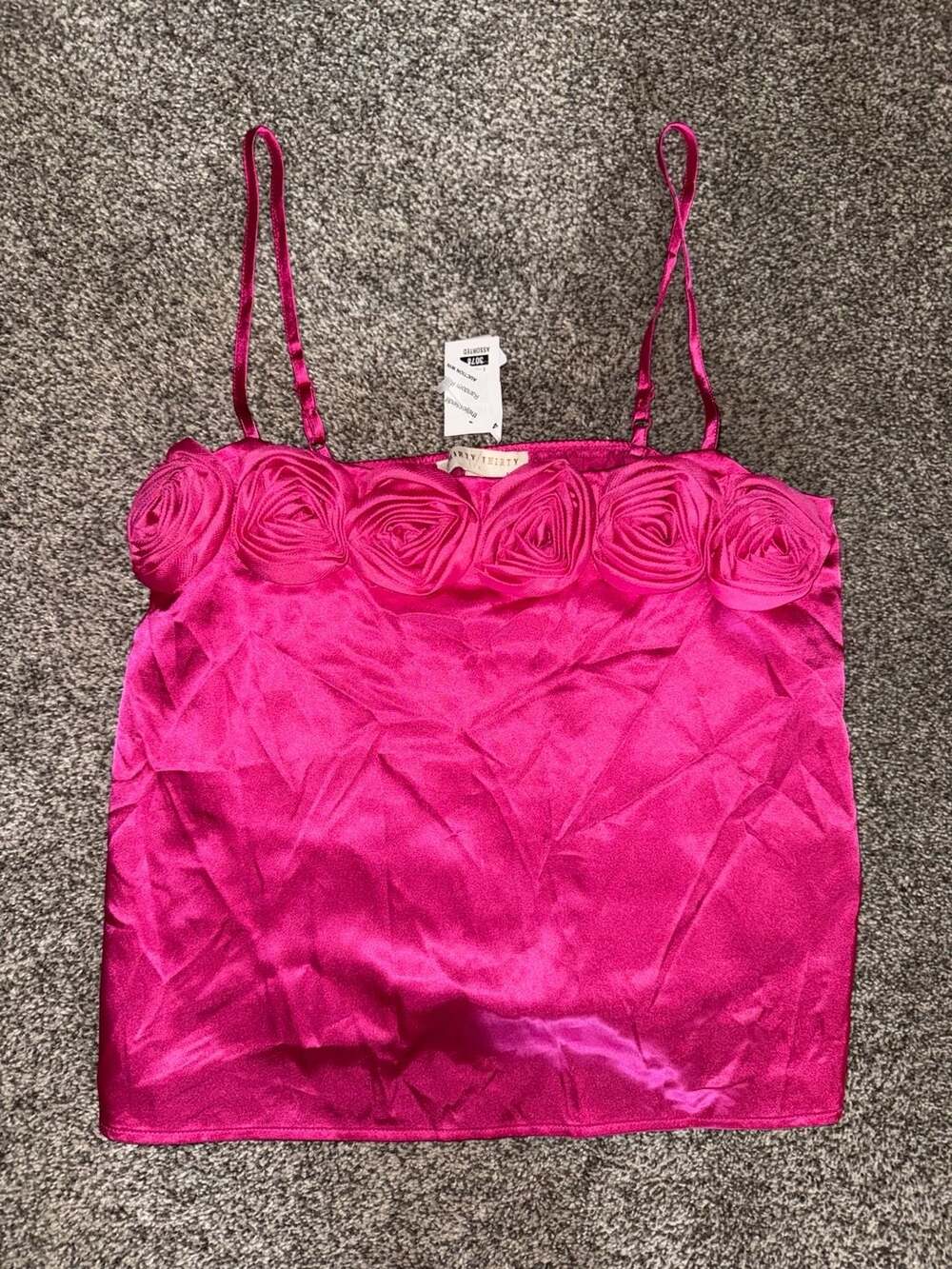 Thirty/Thirty Magenta Satin Rosette Camisole Top